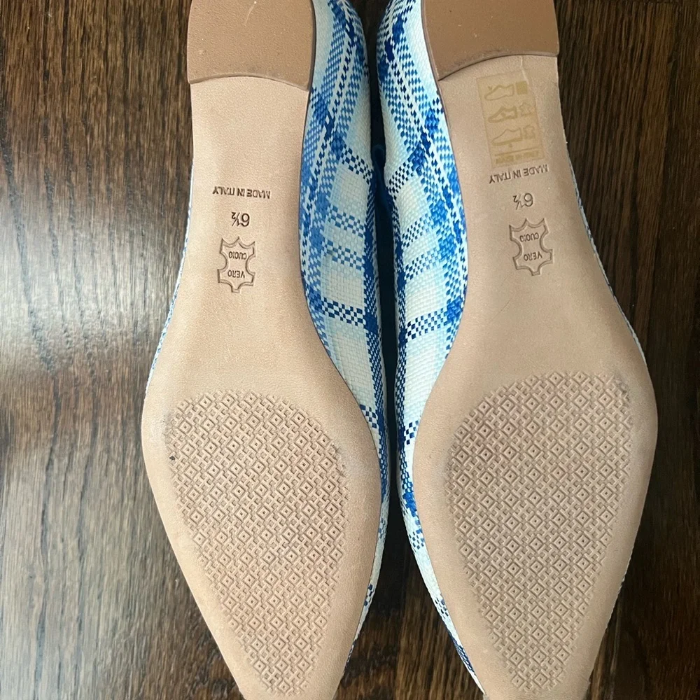 Tory Burch Blue and Cream Espadrilles